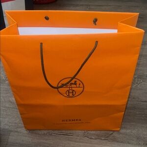 Hermès Orange Shopping Bag with brown Handles